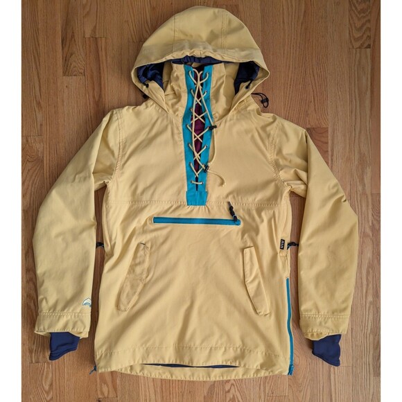 AirBlaster Papoose Pullover Jacket Womens Medium Yellow Anorak 10K Waterproof - Picture 1 of 15